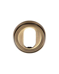 Antique Brass Oval Profile Cylinder Escutcheon Round - V5010