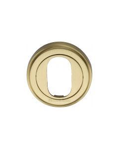 Satin Brass Oval Profile Cylinder Escutcheon Round - V5010