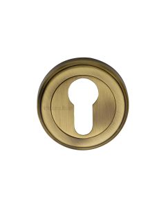 Antique Brass Euro Profile Cylinder Escutcheon Round - V5020