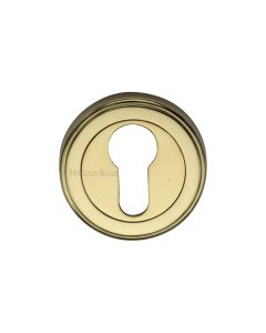 Polished Brass Euro Profile Cylinder Escutcheon Round - V5020