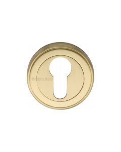 Satin Brass Euro Profile Cylinder Escutcheon Round - V5020