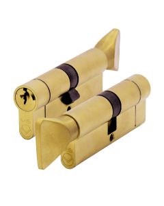 Satin Brass 80mm Euro Cylinder & Turn 40/40 - V5EP80CTSB