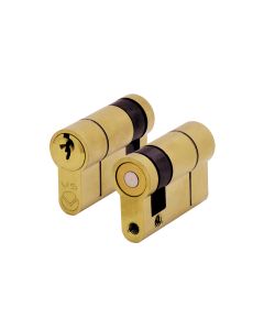 Satin Brass 45mm Euro Single Cylinder with key - V5EP45SSB