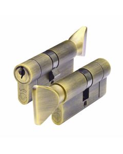 Antique Brass 100mm Euro Cylinder & Turn 50/50 - V5EP100CTAB