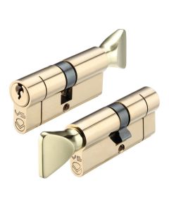 Polished Brass 60mm Euro Cylinder & Turn 30/30 - V5EP60CTPB