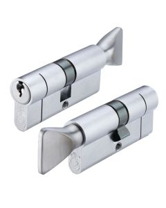 Satin Chrome 60mm Euro Cylinder & Turn 30/30 - V5EP60CTSC