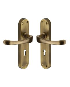 Heritage Brass Antique Brass Gloucester Door Handle on Plate - Lever Lock