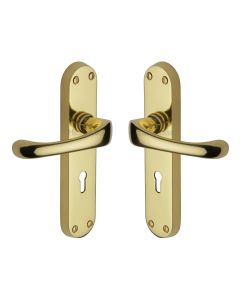 Heritage Brass Polished Brass Gloucester Door Handle on Plate - Lever Lock