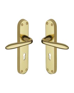 Heritage Brass Polished Brass Sutton Door Handle on Plate - Lever Lock
