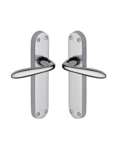 Heritage Brass Polished Chrome Sutton Door Handle on Plate - Lever Latch
