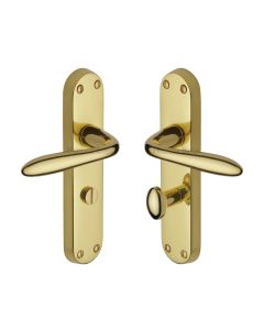 Heritage Brass Polished Brass Sutton Door Handle on Plate - Bathroom Set