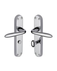 Heritage Brass Polished Chrome Sutton Door Handle on Plate - Bathroom Set