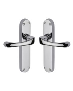 Heritage Brass Polished Chrome Gloucester Door Handle on Plate - Lever Latch