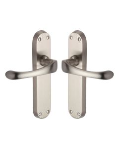 Heritage Brass Satin Nickel Gloucester Door Handle on Plate - Lever Latch