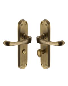 Heritage Brass Antique Brass Gloucester Door Handle on Plate - Bathroom Set