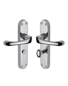 Heritage Brass Polished Chrome Gloucester Door Handle on Plate - Bathroom Set