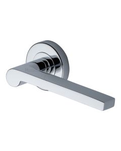 Polished Chrome Metro Mid Century Door Handle on Round Rose