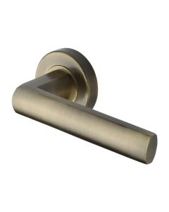 Antique Brass Poseidon Door Handle on Round Rose