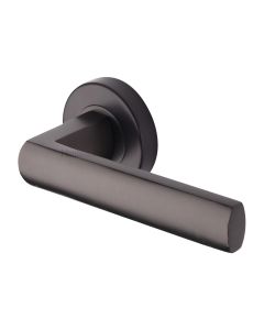 Matt Bronze Poseidon Door Handle on Round Rose