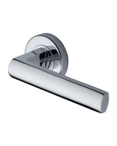 Polished Chrome Poseidon Door Handle on Round Rose