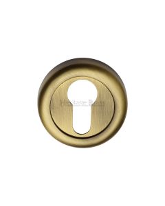 Antique Brass Euro Profile Cylinder Escutcheon Round - V6724