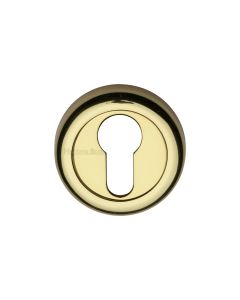 Polished Brass Euro Profile Cylinder Escutcheon Round - V6724