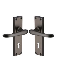 Heritage Brass Matt Bronze Windsor Door Handle on Plate - Lever Lock