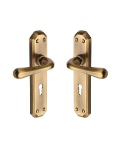 Heritage Brass Polished Brass Charlbury Reeded Door Handle on Plate - Lever Latch