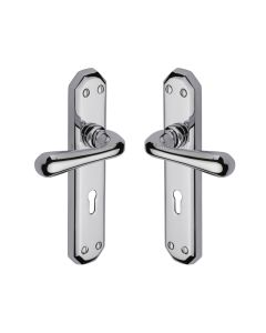 Heritage Brass Polished Brass Charlbury Reeded Door Handle on Plate - Bathroom Set