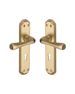 Heritage Brass Polished Brass Charlbury Door Handle on Plate - Lever Lock