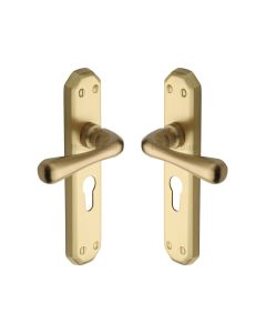 Heritage Brass Antique Brass Charlbury Reeded Door Handle on Plate - Lever Latch