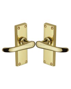 Heritage Brass Polished Brass Windsor Short Door Handle on Plate - Lever Latch