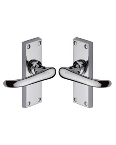 Heritage Brass Polished Chrome Windsor Short Door Handle on Plate - Lever Latch