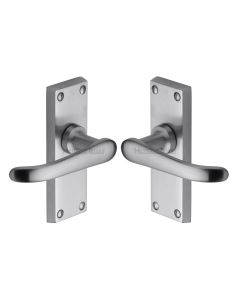 Heritage Brass Satin Chrome Windsor Short Door Handle on Plate - Lever Latch
