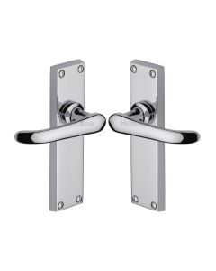 Heritage Brass Polished Chrome Windsor Door Handle on Plate - Lever Latch