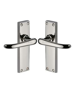 Heritage Brass Polished Nickel Finish Windsor Door Handle on Plate - Lever Latch