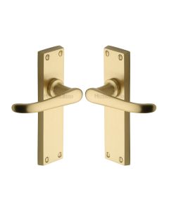 Heritage Brass Satin Brass Windsor Door Handle on Plate - Lever Latch