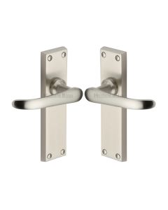 Heritage Brass Satin Nickel Windsor Door Handle on Plate - Lever Latch