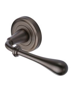 Matt Bronze Roma Door Handle on Round Rose