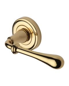 Polished Brass Roma Door Handle on Round Rose