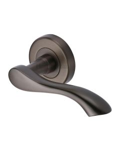 Matt Bronze Algarve Door Handle on Round Rose