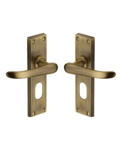 Heritage Brass Antique Brass Windsor Door Handle on Plate - Oval Profile