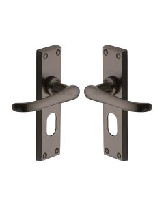 Heritage Brass Matt Bronze Windsor Door Handle on Plate - Oval Profile