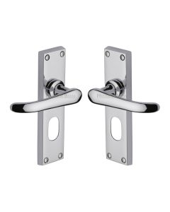 Heritage Brass Polished Chrome Windsor Door Handle on Plate - Oval Profile