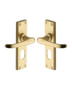 Heritage Brass Satin Brass Windsor Door Handle on Plate - Oval Profile