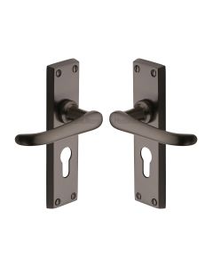 Heritage Brass Matt Bronze Windsor Door Handle on Plate - Euro Profile