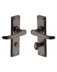 Heritage Brass Matt Bronze Windsor Door Handle on Plate - Bathroom Set
