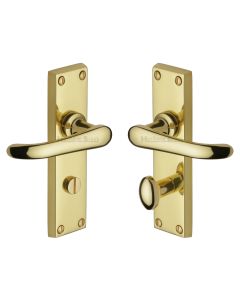 Heritage Brass Polished Brass Windsor Door Handle on Plate - Bathroom Set