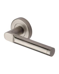 Satin Nickel Celia Door Handle on Round Rose