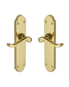 Heritage Brass Polished Brass Savoy Long Door Handle on Plate - Lever Latch